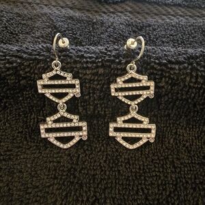 Harley Davidson Silver Dangle Earrings